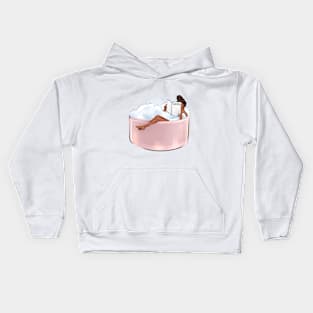 Addicted girl in pink bathtub Kids Hoodie